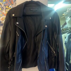 French Connection Cropped Black Biker Jacket